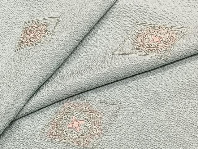 平和屋着物▽中国三大刺繍 スワトウ刺繍 訪問着 単衣 総刺繍 花菱文 やまと誂製 正絹 逸品 CAAT6631xi