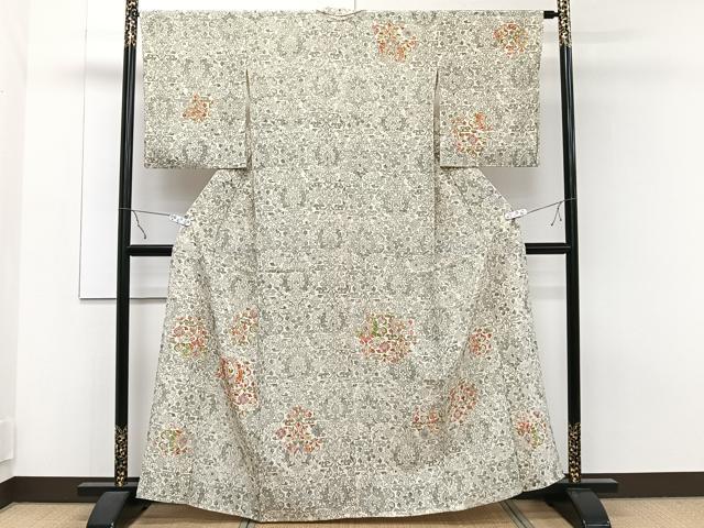 平和屋着物▽訪問着 単衣 草花文 正絹 逸品 CAAT6643xi