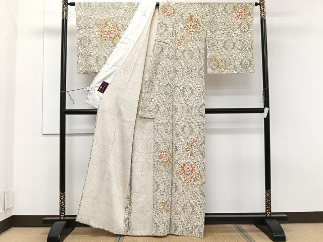 平和屋着物▽訪問着 単衣 草花文 正絹 逸品 CAAT6643xi