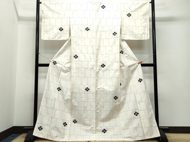 平和屋着物●上質な紬 吉祥花文 正絹 逸品 CAAT6925vf