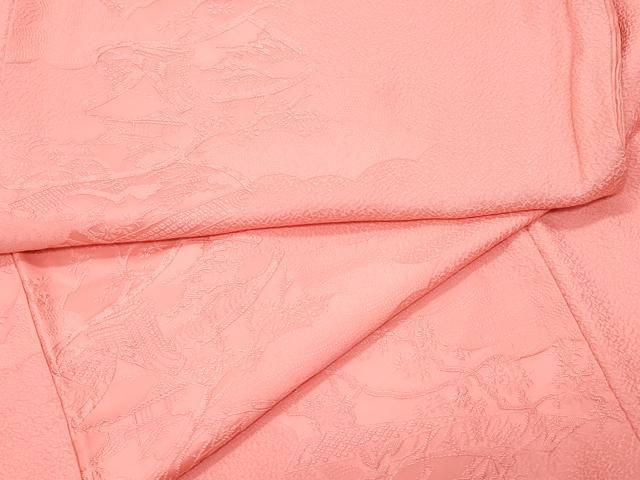 平和屋着物●上質な色無地 御所車絵巻草花地紋 真朱色 三越扱い 正絹 逸品 CAAT6937vf