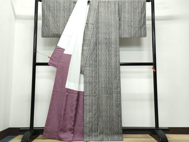 平和屋着物●上質な紬 変わり縞 正絹 逸品 CAAT6955vf