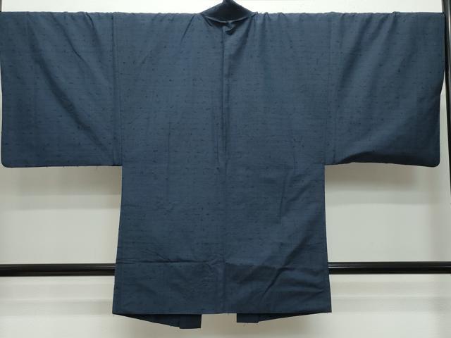 平和屋着物●男性 紬 髭紬・羽織セット 濃紺色 正絹 逸品 CAAT6957vf