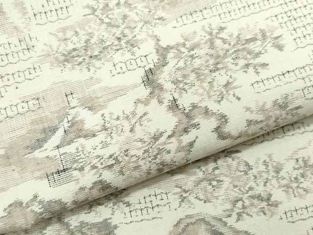 平和屋着物●結城紬 80亀甲 風景草木文 正絹 逸品 CAAT7026vf