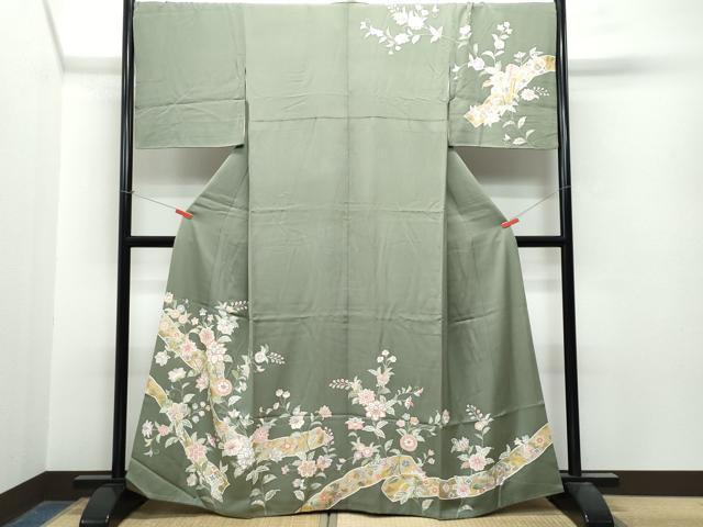平和屋着物●創業460年・千總 訪問着 駒刺繍 草花文 金彩 高島屋扱い 正絹 逸品 CAAT7033vf