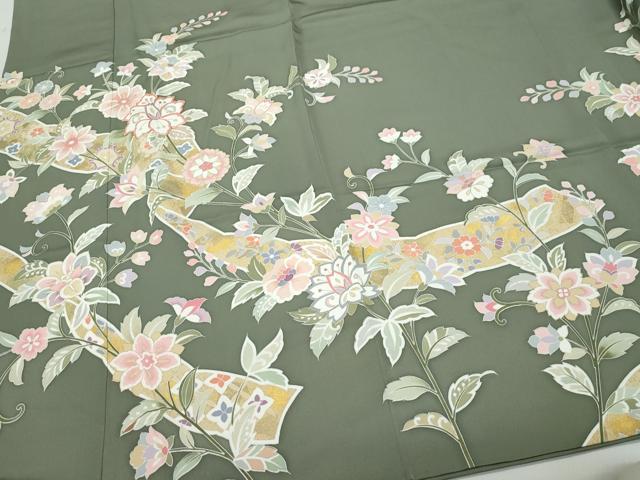平和屋着物●創業460年・千總 訪問着 駒刺繍 草花文 金彩 高島屋扱い 正絹 逸品 CAAT7033vf