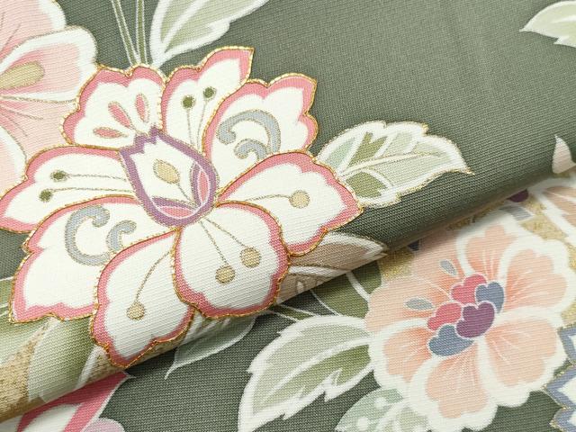 平和屋着物●創業460年・千總 訪問着 駒刺繍 草花文 金彩 高島屋扱い 正絹 逸品 CAAT7033vf