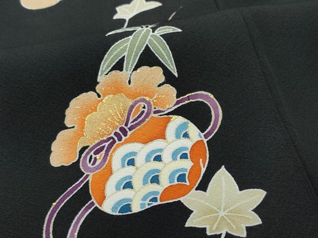 平和屋着物●訪問着 宝尽くし文 黒地 金彩 銀座せきね 正絹 逸品 CAAT7034vf