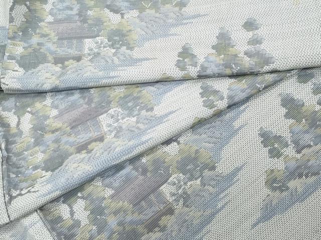 平和屋着物●本場大島紬 白大島 7マルキ 風景草木文 総絣 正絹 逸品 CAAT7070vf