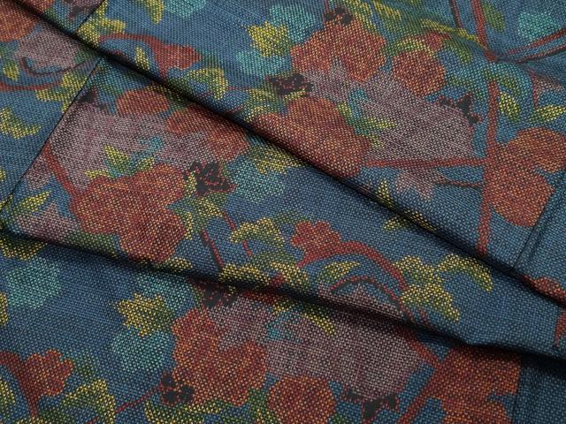 平和屋着物●本場大島紬 7マルキ 風景草花文 正絹 逸品 CAAT7079vf