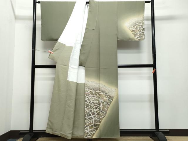 平和屋着物●ろう彩工芸 奥村一心 訪問着 草木文 暈し染め 正絹 逸品 CAAT7131vf
