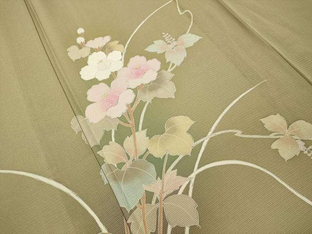 平和屋着物*夏物 訪問着 絽 友禅 蔦の葉花文 暈し染め 正絹 逸品 CAAT7326vp