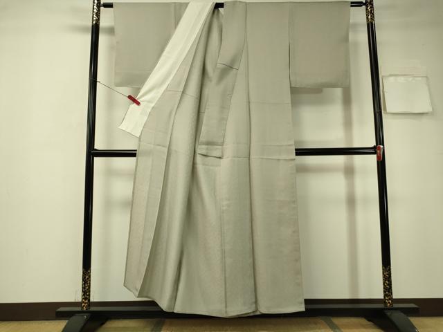 平和屋着物▽千家十色塗師十三代 中村宗哲 雪間乃草 色無地 単衣 草花地紋 潤色 正絹 逸品 CAAT7356vp