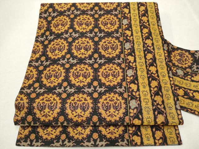 平和屋着物●全通柄 九寸名古屋帯 向かい鳥鳳凰文 正絹 逸品 CAAT8011hy