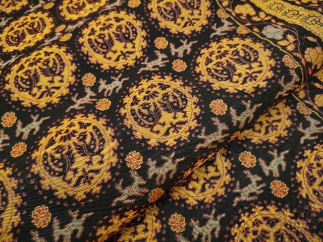 平和屋着物●全通柄 九寸名古屋帯 向かい鳥鳳凰文 正絹 逸品 CAAT8011hy