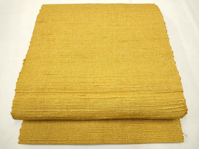 平和屋着物●信州紬 八寸名古屋帯 黄朽葉色 正絹 逸品 CAAT8012hy