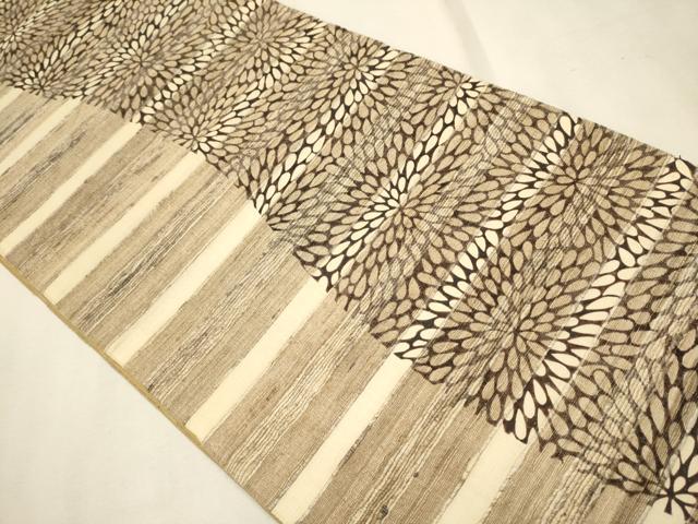平和屋着物●インド・アッサム 野蚕糸 手織 ムガシルク 全通柄袋帯 柿渋染め 花尽し 正絹 逸品 CAAT8031hy