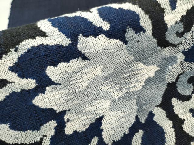 平和屋着物●九寸名古屋帯 紬地 更紗花唐草文 正絹 逸品 CAAT8084hy
