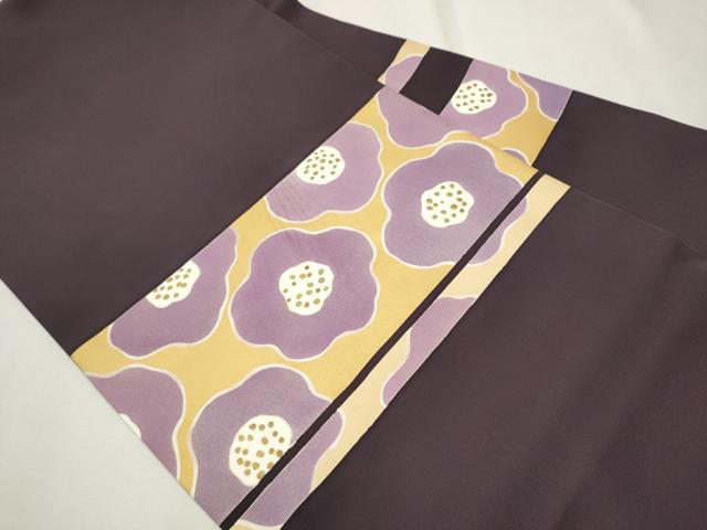 平和屋着物●塩瀬 九寸名古屋帯 刺繍 舞花文 金彩 正絹 逸品 CAAT8089hy