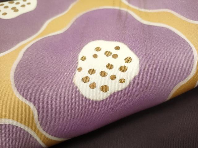 平和屋着物●塩瀬 九寸名古屋帯 刺繍 舞花文 金彩 正絹 逸品 CAAT8089hy