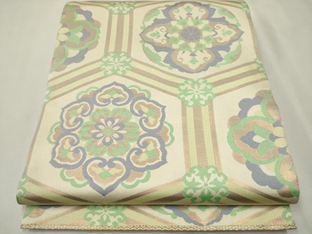 平和屋着物●六通柄袋帯 天井花文 金糸 正絹 逸品 CAAT8191hy