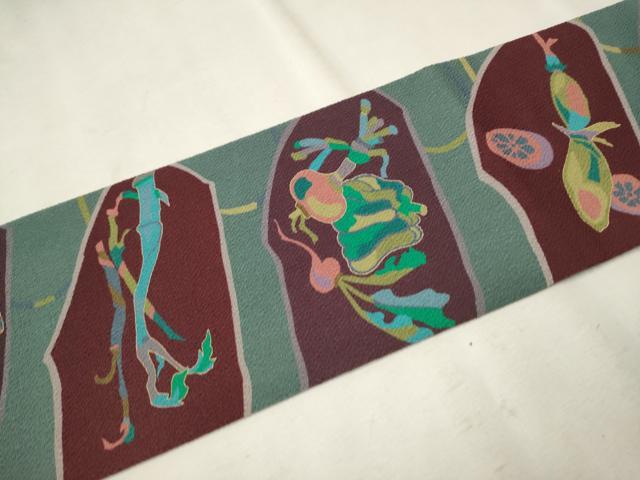 平和屋着物●全通柄 九寸名古屋帯 成物 鬼しぼ縮緬 正絹 逸品 CAAT8343hy