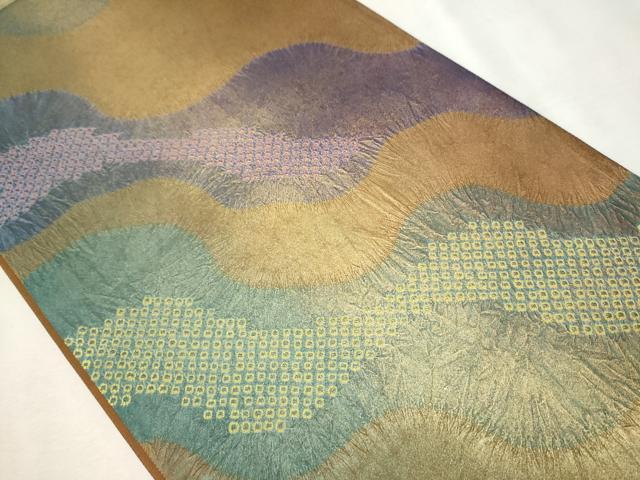 平和屋着物●六通柄袋帯 作家物 絞り 流水文 引箔 正絹 逸品 CAAT8357hy