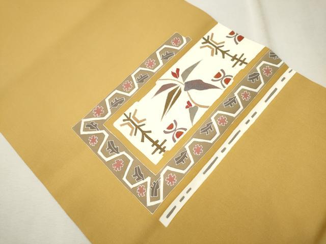 平和屋着物●塩瀬 つけ帯 刺繍 枝花文 金彩 正絹 逸品 CAAT8392hy