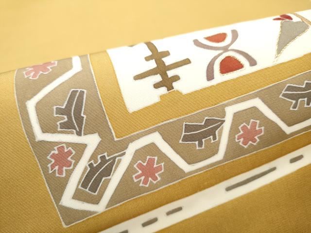 平和屋着物●塩瀬 つけ帯 刺繍 枝花文 金彩 正絹 逸品 CAAT8392hy