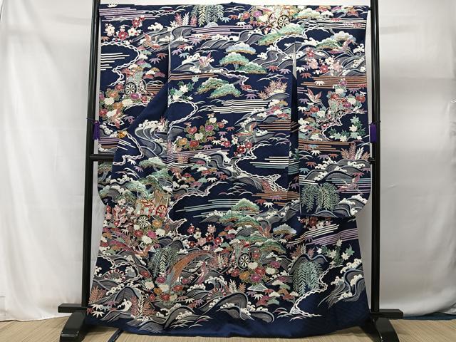平和屋着物□豪華振袖 駒刺繍 飛鶴御所車花文 金彩 やまと誂