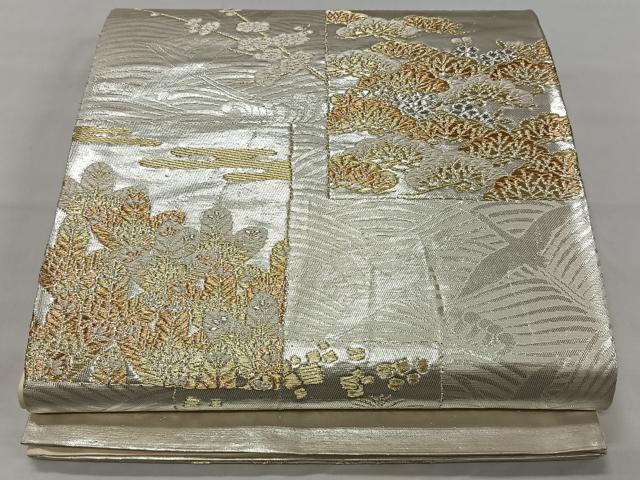 平和屋着物◎六通柄袋帯 草花文 金糸 正絹 逸品 CAAT8738kb