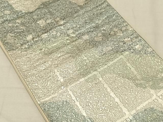 平和屋着物◎六通柄袋帯 正倉院花文 銀糸 引箔 正絹 逸品 CAAT8989qv