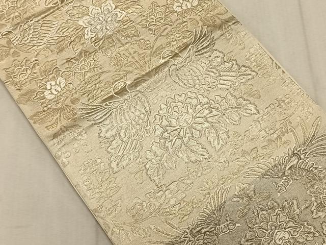平和屋着物◎六通柄袋帯 唐織 更紗花鳥文 銀糸 正絹 逸品 CAAT9014qv