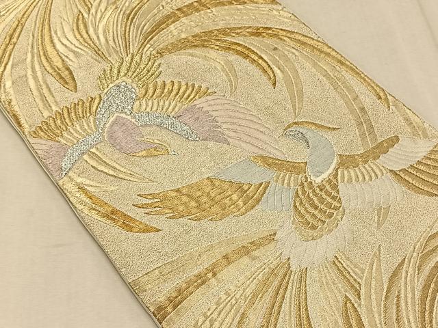 平和屋着物◎六通柄京袋帯 向かい鳥文 金銀糸 正絹 逸品 CAAT9038qv