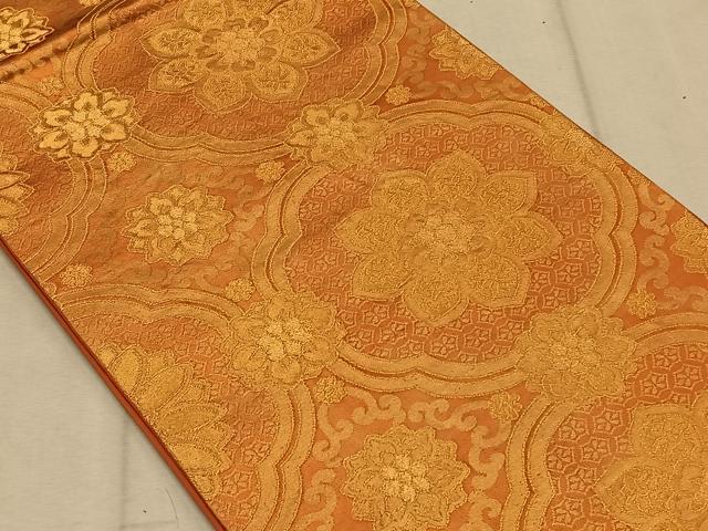 平和屋着物◎六通柄袋帯 正倉院花文 金糸 正絹 逸品 CAAT9088qv