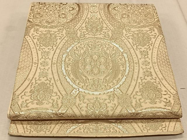 平和屋着物◎六通柄袋帯 古代更紗 銀糸 正絹 逸品 CAAT9122qv