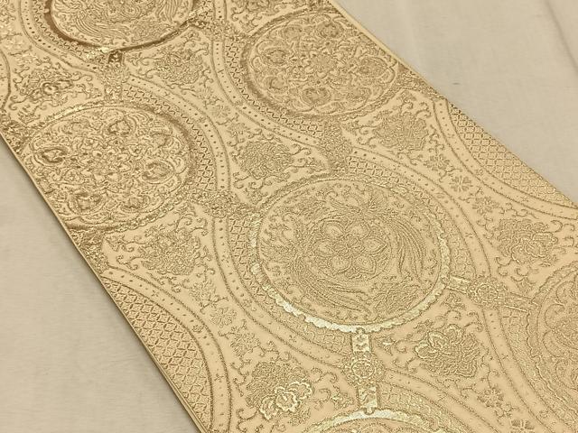 平和屋着物◎六通柄袋帯 古代更紗 銀糸 正絹 逸品 CAAT9122qv
