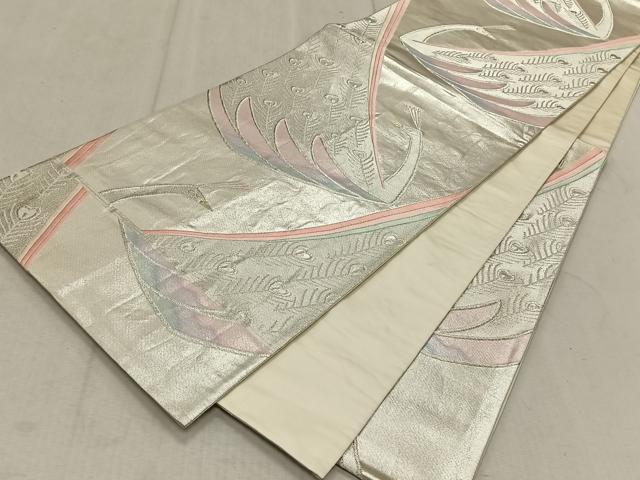 平和屋着物◎六通柄袋帯 孔雀文 金銀糸 正絹 逸品 CAAT9129qv