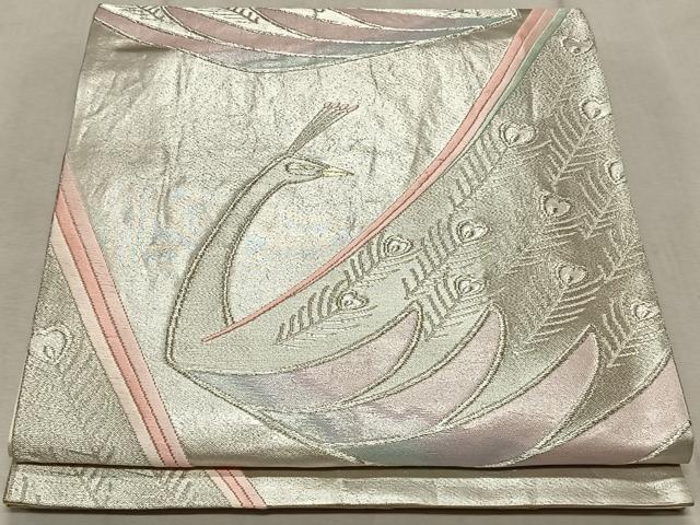 平和屋着物◎六通柄袋帯 孔雀文 金銀糸 正絹 逸品 CAAT9129qv