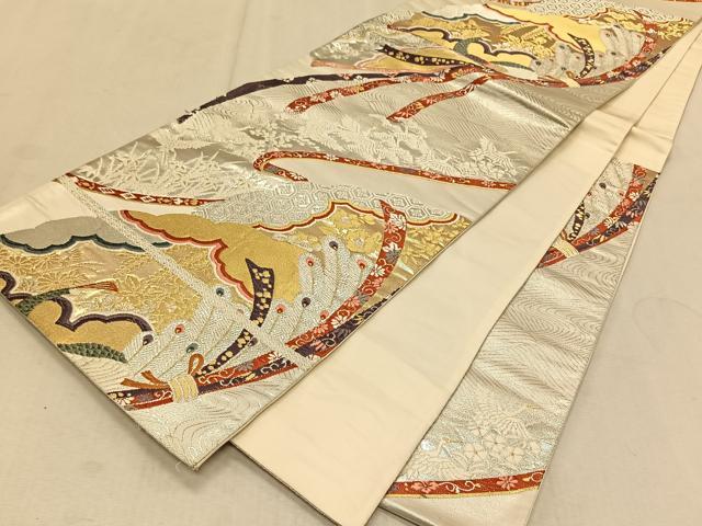 平和屋着物◎六通柄袋帯 唐織 花鳥文 金銀糸 正絹 逸品 CAAT9138qv