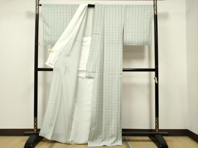 平和屋着物▽上質な小紋 単衣 格子柄 やまと誂製 正絹 逸品 未使用 CAAT9207dy