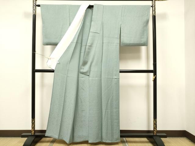 平和屋着物▽上質な色無地 単衣 草花地紋 水浅葱色 正絹 逸品 CAAT9217dy