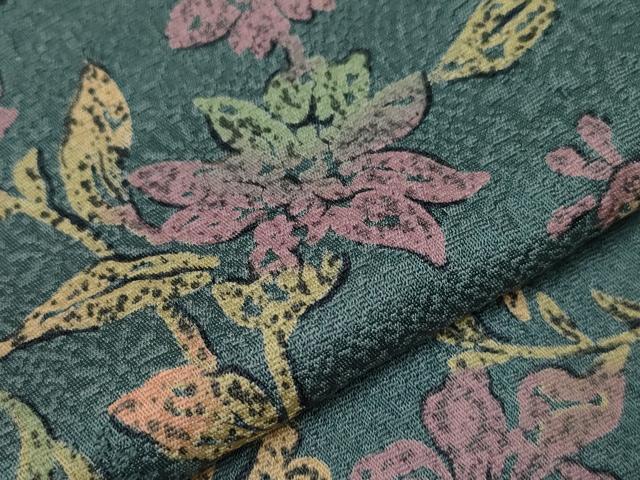 平和屋着物▽上質な小紋 単衣 更紗草花文 正絹 逸品 CAAT9218dy