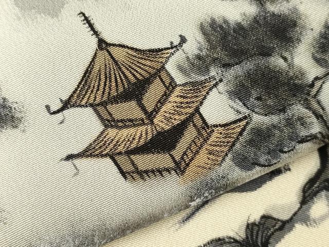 平和屋着物▽訪問着 単衣 手描き 風景文 暈し染め 正絹 逸品 CAAT9220dy