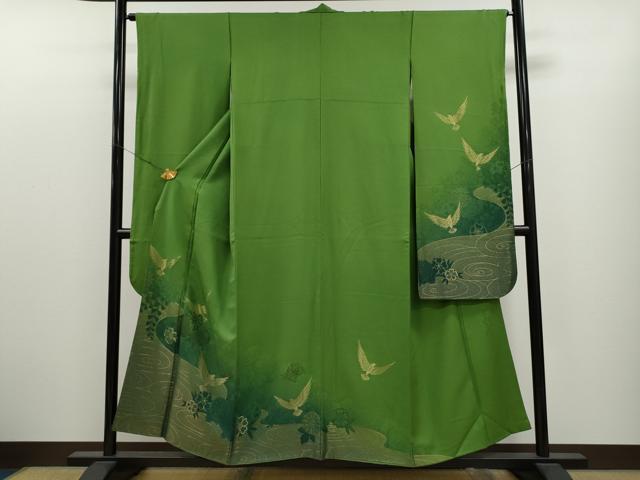 平和屋着物●染色作家 斉藤三才 振袖 寿光織 三歳鳥 暈し染め 金銀糸 正絹 逸品 CAAT9298dy