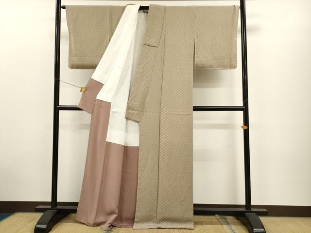 平和屋着物●上質な小紋 吉祥文 鬼しぼ縮緬 正絹 逸品 CAAT9318dy