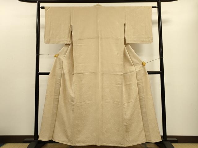平和屋着物▽上質な色無地 単衣 草花地紋 丁字色 正絹 逸品 CAAT9393dy