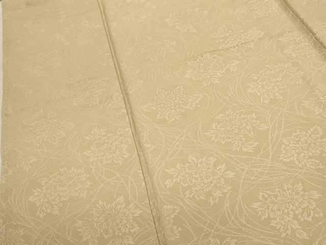 平和屋着物▽上質な色無地 単衣 草花地紋 丁字色 正絹 逸品 CAAT9393dy