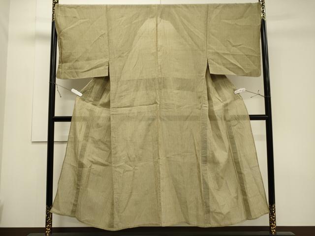 平和屋着物*夏物 男性 小千谷ちぢみ 縞 麻 逸品 CAAT9444dy