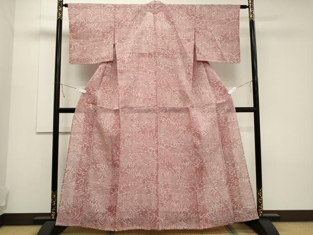 平和屋着物*夏物 本場小千谷ちぢみ 乱菊 反端付き 麻 逸品 CAAT9455dy